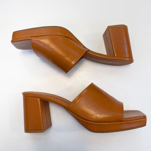 Nasty Gal Faux Leather Block Heel Open Toe Mules, Size 10 - Picture 1 of 8